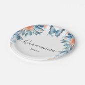 Blue Tiara Family Latina Girly Spanish Quinceanera ペーパープレート (アングル)