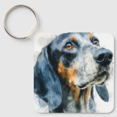 Blue tick coon hound portrait キーホルダー (正面)