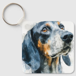 Blue tick coon hound portrait キーホルダー