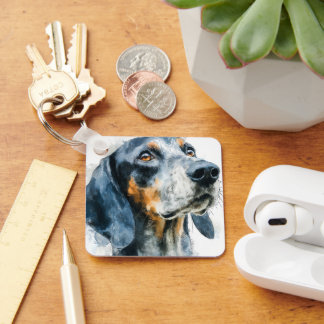 Blue tick coon hound portrait キーホルダー