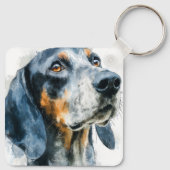 Blue tick coon hound portrait キーホルダー (裏面)