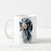 Blue tick coon hound portrait コーヒーマグカップ (左)
