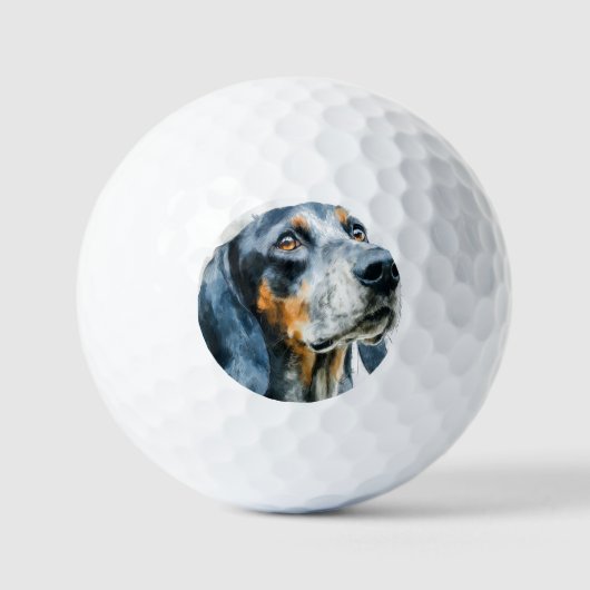 Blue tick coon hound portrait ゴルフボール (正面)