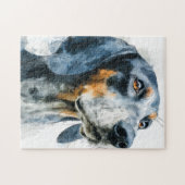 Blue tick coon hound portrait ジグソーパズル (横)