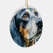 Blue tick coon hound portrait セラミックオーナメント (右)