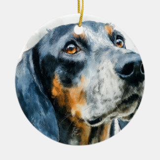Blue tick coon hound portrait セラミックオーナメント