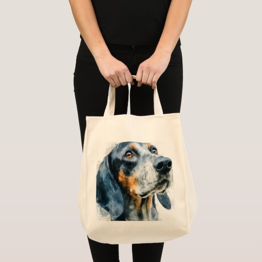 Blue tick coon hound portrait トートバッグ (正面(商品))