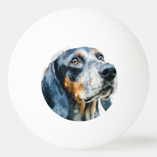 Blue tick coon hound portrait 卓球ボール (裏面)