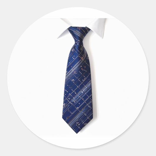 blue tie on white background ラウンドシール (正面)