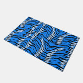 Blue Tiger Animal Skin Pattern Design  ドアマット (アングル)