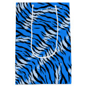 Blue Tiger Animal Skin Pattern Design  ミディアムペーパーバッグ (裏面)