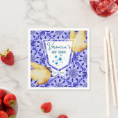 Blue Tile Butterfly Baby Shower スタンダードカクテルナプキン (インサイチュ)