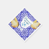 Blue Tile Butterfly Baby Shower スタンダードカクテルナプキン (角)