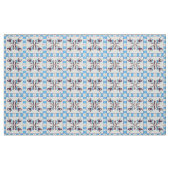 Blue Tile Floral Decorative Fabric Pattern  ファブリック (ファットクウォーター)