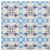 Blue Tile Floral Decorative Fabric Pattern  ファブリック (見本)