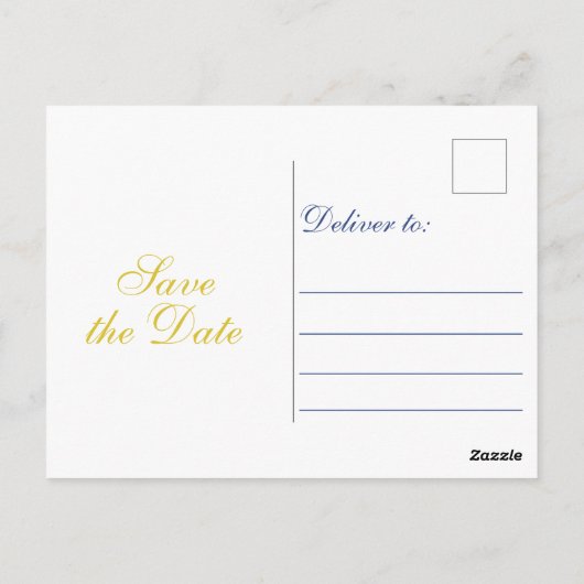 Blue Tile Floral Lemon Bridal Shower Save the Date ポストカード (裏面)