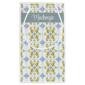 Blue Tile French Country Lemon Name Monogram スモールペーパーバッグ (裏面)