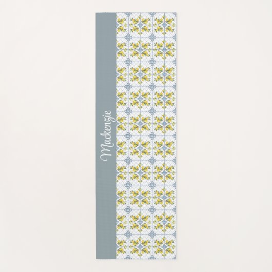 Blue Tile French Country Lemon Name Monogram ヨガマット (正面)