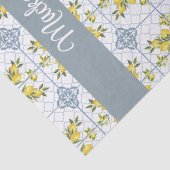 Blue Tile French Country Lemon Name Monogram 薄葉紙 (詳細)