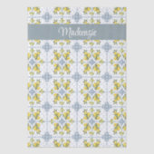 Blue Tile French Country Lemon Name Monogram 薄葉紙 (正面)