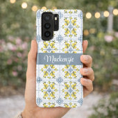 Blue Tile French Country Lemon Name Monogram Samsung Galaxyケース