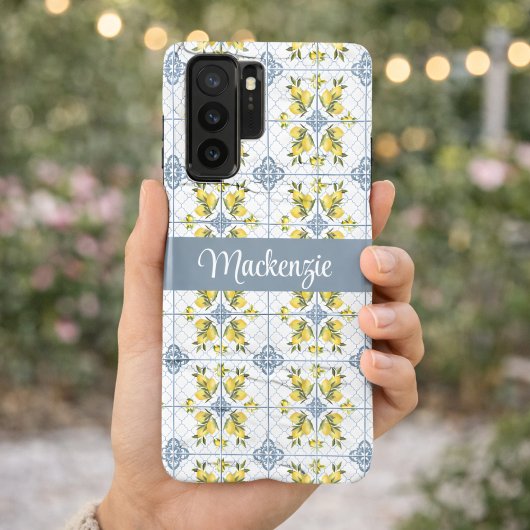 Blue Tile French Country Lemon Name Monogram Samsung Galaxyケース