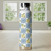 Blue Tile French Country Lemon Pattern ウォーターボトル