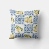 Blue Tile French Country Lemon Pattern クッション (裏面)