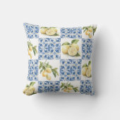 Blue Tile French Country Lemon Pattern クッション (正面)
