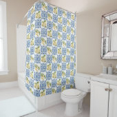 Blue Tile French Country Lemon Pattern シャワーカーテン (インサイチュ)
