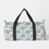 Blue Tile French Country Lemon Pattern ダッフルバッグ (正面)