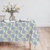 Blue Tile French Country Lemon Pattern テーブルクロス