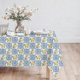 Blue Tile French Country Lemon Pattern テーブルクロス
