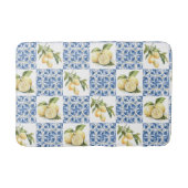 Blue Tile French Country Lemon Pattern バスマット (正面)