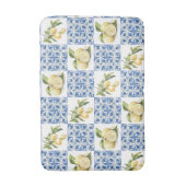 Blue Tile French Country Lemon Pattern バスマット (正面縦)