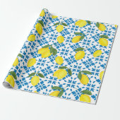 Blue Tile French Country Lemon Pattern ラッピングペーパー (アンロールド)