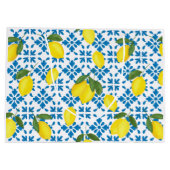 Blue Tile French Country Lemon Pattern ラージペーパーバッグ (裏面)