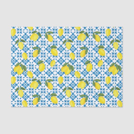 Blue Tile French Country Lemon Pattern 薄葉紙 (正面)