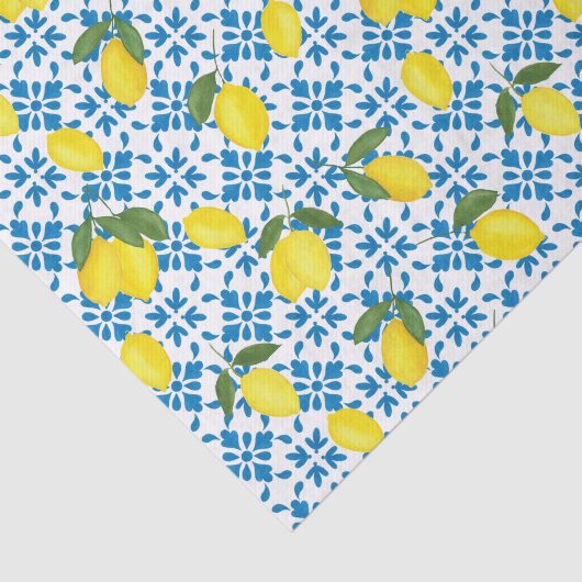 Blue Tile French Country Lemon Pattern 薄葉紙 (詳細)