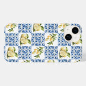 Blue Tile French Country Lemon Pattern Case-Mate iPhoneケース (裏面 (横))