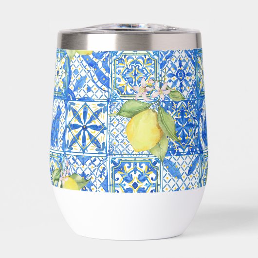 Blue Tile French Country Lemon Pattern Home Decor (正面)
