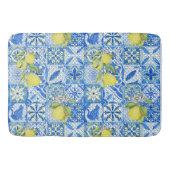 Blue Tile French Country Lemon Pattern Home Decor バスマット (正面)