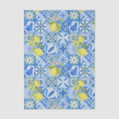 Blue Tile French Country Lemon Pattern Home Decor 薄葉紙 (正面)