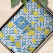 Blue Tile French Country Lemon Pattern Monogram  薄葉紙