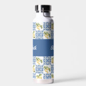 Blue Tile French Country Lemon Pattern Name ウォーターボトル (左面)