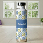 Blue Tile French Country Lemon Pattern Name ウォーターボトル