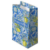 Blue Tile French Country Lemon Pattern Name スモールペーパーバッグ (正面アングル)