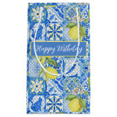 Blue Tile French Country Lemon Pattern Name スモールペーパーバッグ (正面)