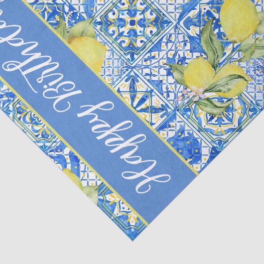Blue Tile French Country Lemon Pattern Name 薄葉紙 (詳細)