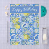 Blue Tile French Country Lemon Pattern Name 薄葉紙 (クラフト)